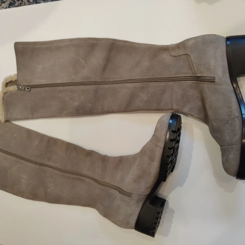 Karl Lagerfeld Gray Suede Knee High Boots